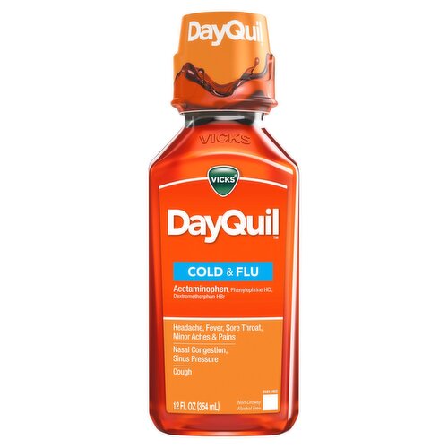 VICKS DayQuil Cold & Flu Liquid, 12 fl oz