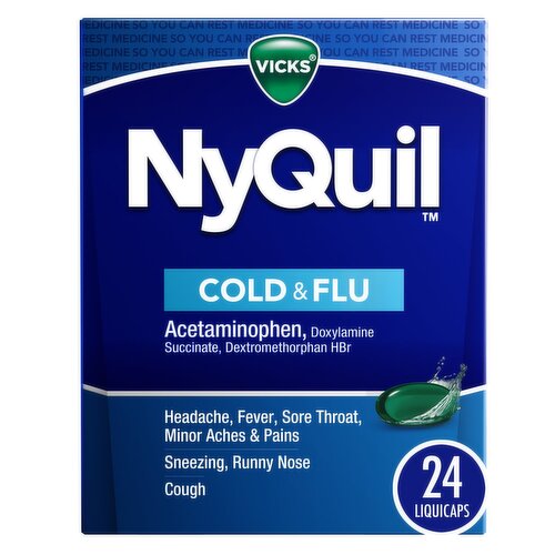 Vicks NyQuil Cold & Flu Relief Over-the-Counter Medicine, Powerful Multi-Symptom Nighttime Relief f