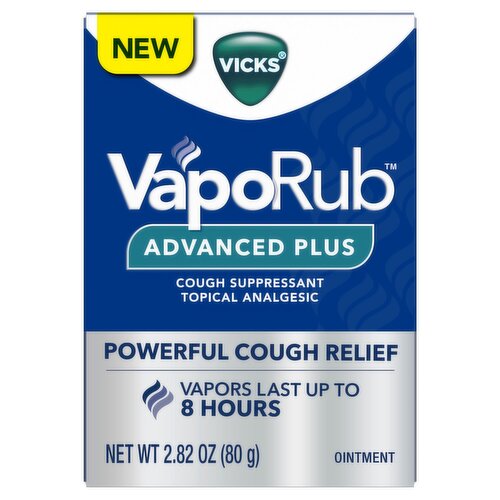 Vicks VapoRub Advanced Plus Cough Suppressant Topical Analgesic Ointment, 2.82 oz