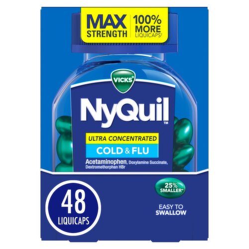 Vicks NyQuil Ultra Concentrated Liquicaps, Cold & Flu Over-the-Counter Medicine, Powerful Multi-Sym