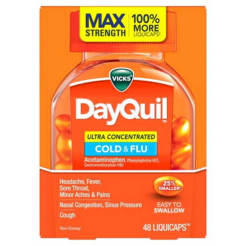 Vicks DayQuil Max Strength Non-Drowsy Ultra Concentrated Cold & Flu LiquiCaps, 48 count