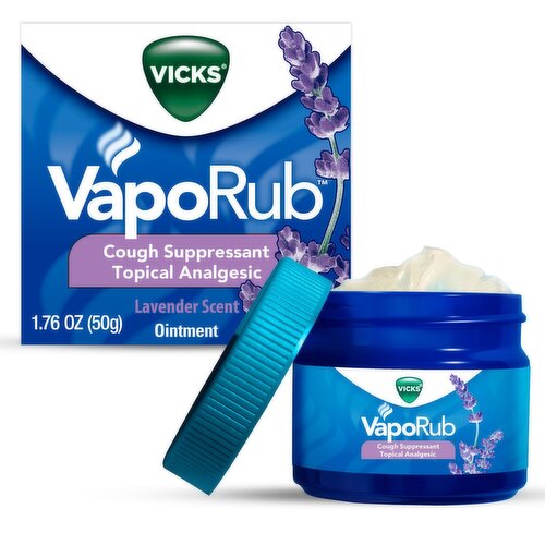 Vicks VapoRub Topical Chest Rub & Analgesic, Over-the-Counter Medicine, Lavender Scent, 1.76 Oz