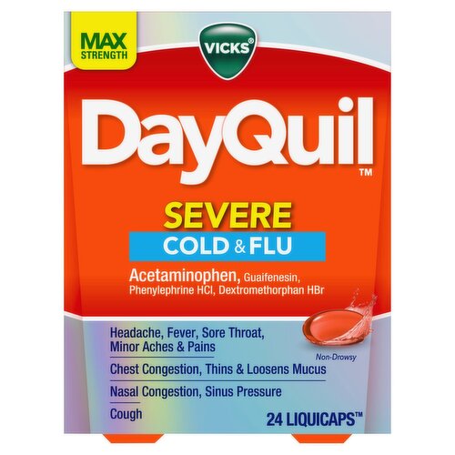 VICKS DayQuil Max Strength Non-Drowsy Severe Cold & Flu LiquiCaps, 24 count