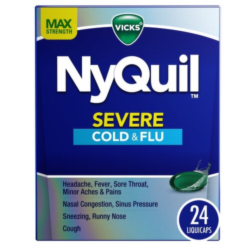 Vicks NyQuil SEVERE Cold & Flu Over-the-Counter Medicine, Powerful Nighttime Relief for Headache, F