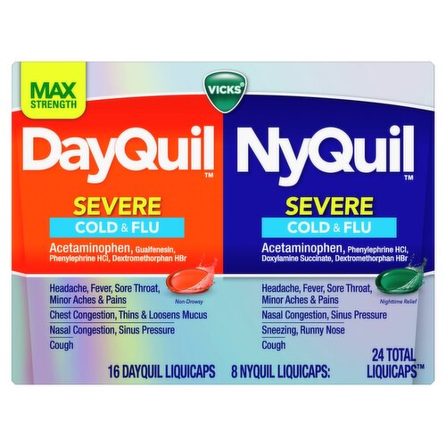 Vicks DayQuil & NyQuil Severe Cold & Flu Liquicaps, 24 count