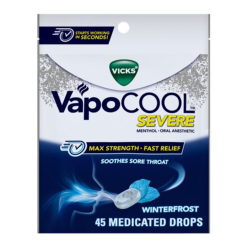 Vicks VapoCOOL SEVERE Max Strength* Menthol Cough Drop Alternative/Sore Throat Lozenge for Sore Thr