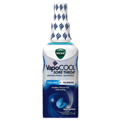 VICKS VapoCool Sore Throat Cooling + Numbing Winterfrost Spray, 6 fl oz