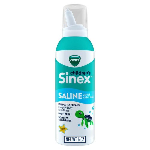 Vicks Sinex Children's Saline Nasal Mist, Gentle for Ages 1+, Drug-Free, 5 Oz
