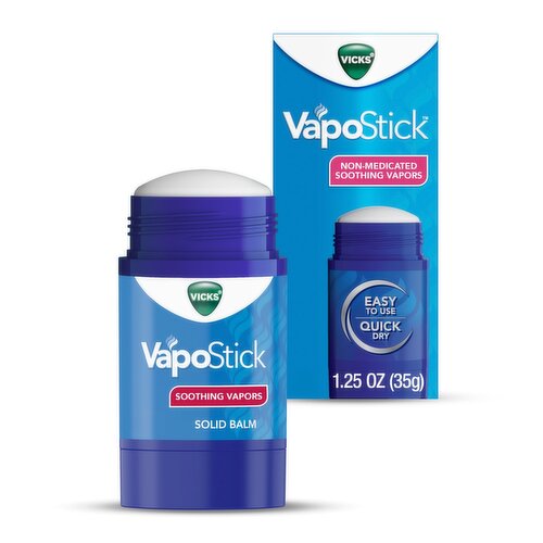 Vicks VapoStick, Solid Balm, No Mess, Soothing Non-Medicated Vicks Vapors, Easy-To-Use No-Touch App