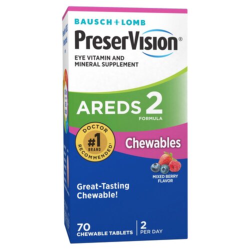 Bausch + Lomb PreserVision AREDS 2 Mixed Berry Flavor Eye Vitamin and Mineral Supplement, 70 count