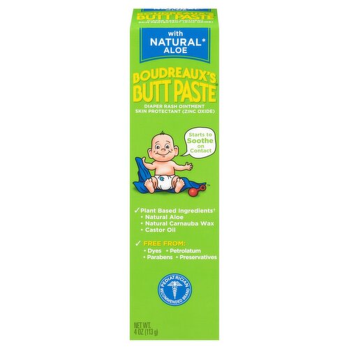 Boudreaux's Butt Paste Diaper Rash Ointment with Natural Aloe, 4 oz