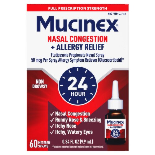 Mucinex Nasal Congestion + Allergy Relief Metered Sprays, 60 Count, 0.34 fl oz