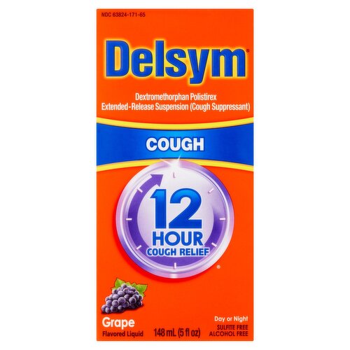 Delsym Cough Day or Night Grape Flavored Liquid, 5 fl oz