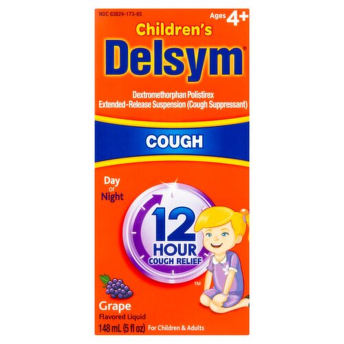 Delsym Children's Day or Night Grape Flavored Cough Liquid, Ages 4+, 5 fl oz