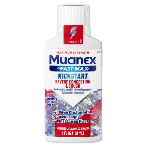 Mucinex Fast-Max Kickstart Severe Congestion & Cough Menthol Flavored Liquid, Ages 12+, 6 fl oz