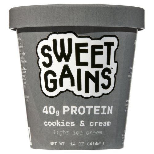 Sweetgains Cookies & Cream Light Ice Cream, 14 oz