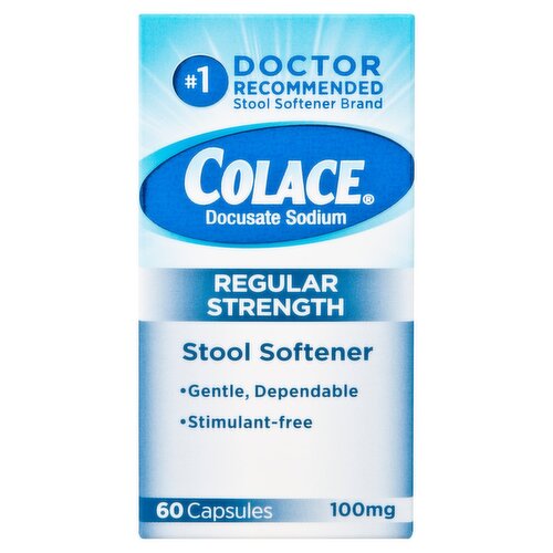 Colace Regular Strength Stool Softener 100mg, 60 Capsules