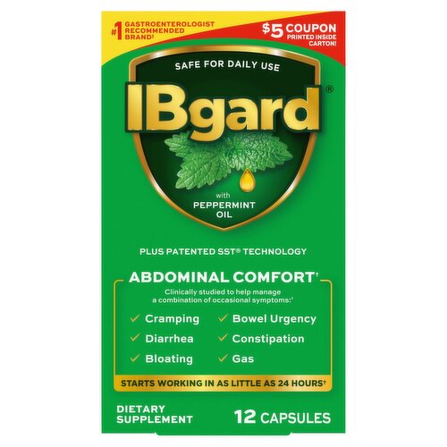 IBgard Abdominal Comfort with Peppermint Oil Dietary Supplement, 12 count