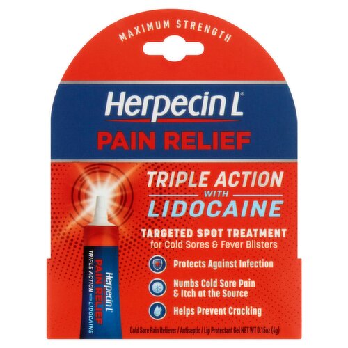 Herpecin L Maximum Strength Cold Sore Pain Reliever / Antiseptic / Lip Protectant Gel, 0.15 oz