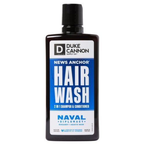 Duke Cannon Supply Co. Naval Diplomacy Hair Wash 2 in 1 Shampoo & Conditioner, 14 fl oz