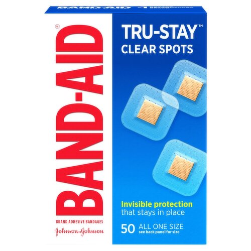 Band-Aid Tru-Stay Clear Spots Adhesive Bandages, 50 count