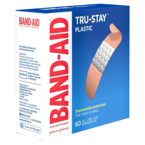Band-Aid Tru-Stay Plastic Adhesive Bandages, 60 count