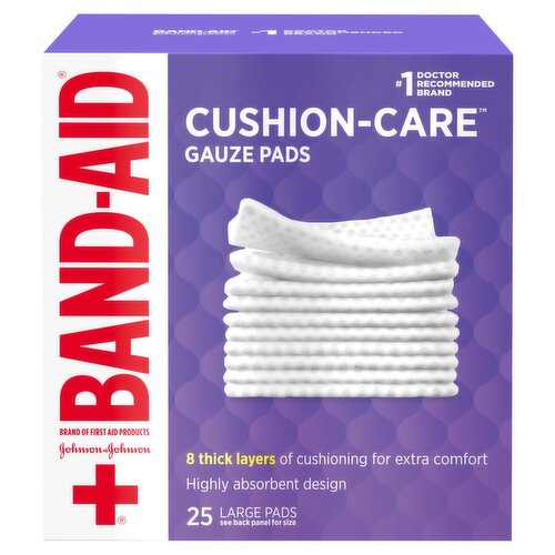 Johnson & Johnson Band-Aid Cushion-Care Gauze Pads, Large, 25 count