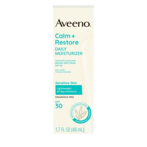 Aveeno Calm + Restore Daily Moisturizer Broad Spectrum Mineral Sunscreen, SPF 30, 1.7 fl oz