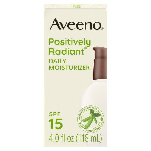 Aveeno Positively Radiant Broad Spectrum Daily Moisturizer Sunscreen, SPF 15, 4.0 fl oz