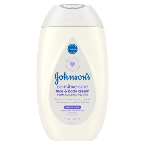 Johnson's Lightly Scented Sensitive Care Face & Body Cream, 13.6 fl oz