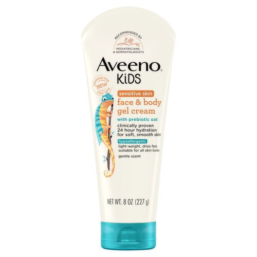 Aveeno Kids Sensitive Skin Face & Body Gel Cream, 8 oz