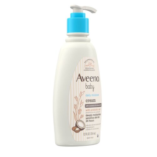 Aveeno Baby Daily Moisture with Coconut Oil & Shea Butter with Prebiotic Oat Cream, 12 fl oz