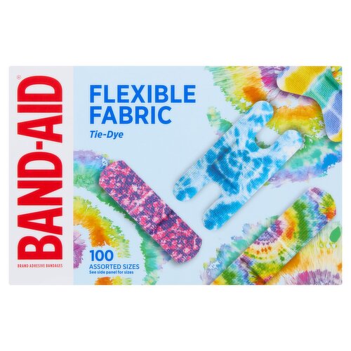 Band-Aid Flexible Fabric Tie-Dye Adhesive Bandages, 100 Count