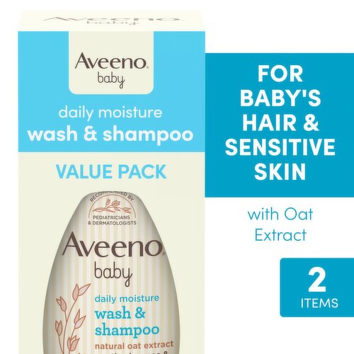 Aveeno Baby Daily Moisture Wash & Shampoo Value Pack, 24 fl oz