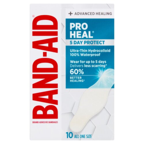 Band-Aid Pro Heal 5 Day Protect Adhesive Bandages, 10 Count