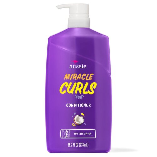 Aussie Miracle Curls with Coconut and Jojoba Oil Paraben-Free Conditioner, 26.2 fl oz