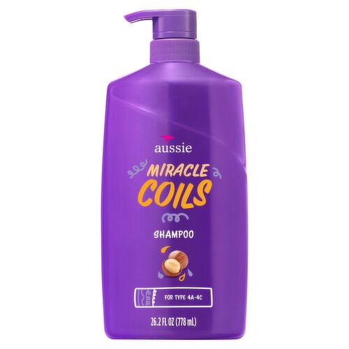 Aussie Miracle Coils with Macadamia Nut Oil Shampoo, 26.2 fl oz