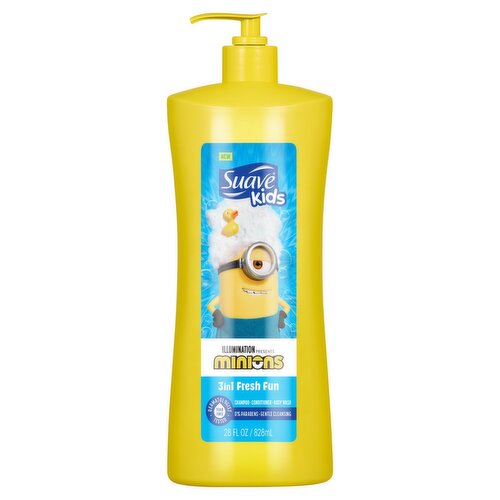 Suave Kids Minions 3 in 1 Fresh Fun Shampoo-Conditioner-Body Wash, 28 fl oz