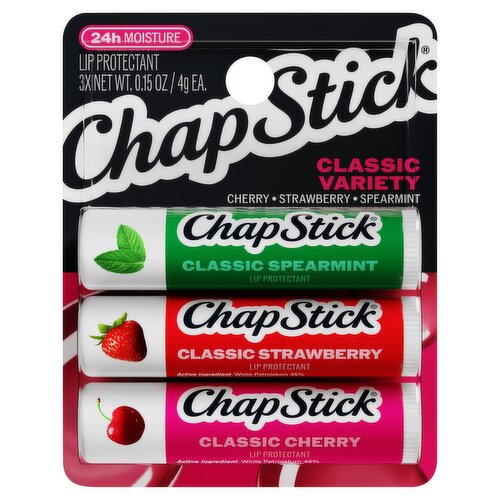 ChapStick Classic Variety Cherry-Strawberry-Spearmint Lip Protectant, 0.15 oz, 3 Count
