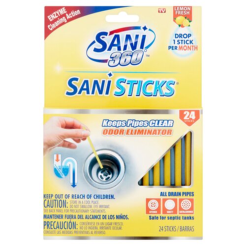 Sani 360 Sani Sticks Lemon Fresh Sticks, 24 count