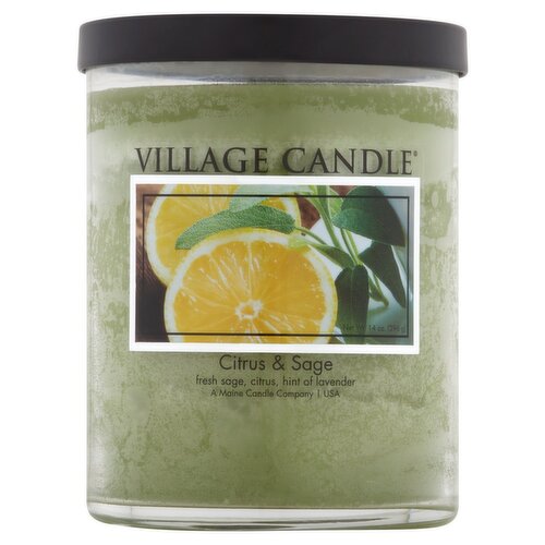 Village Candle Citrus & Sage Med Tumbler Candle, 14 oz