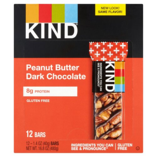 Kind Peanut Butter Dark Chocolate Bars, 1.4 oz, 12 count