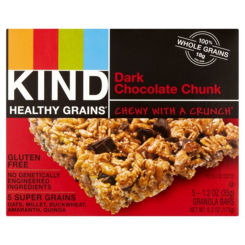 Kind Healthy Grains Dark Chocolate Chunk Granola Bars, 1.2 oz, 5 count