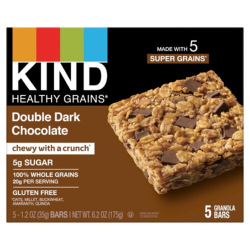 Kind Healthy Grains Double Dark Chocolate Granola Bars, 1.2 oz, 5 count