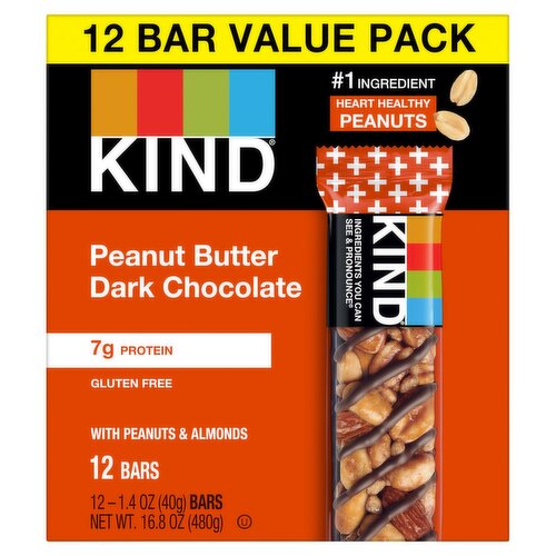 Kind Peanut Butter Dark Chocolate Bars Value Pack, 1.4 oz, 12 count