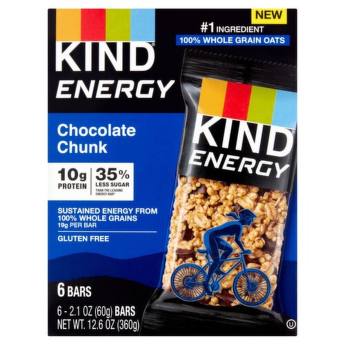 Kind Energy Chocolate Chunk Bars, 2.1 oz, 6 count