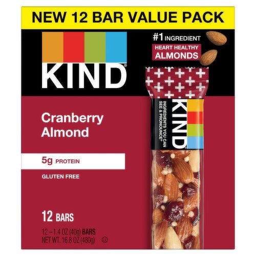 Kind Cranberry Almond Bars Value Pack, 1.4 oz, 12 count