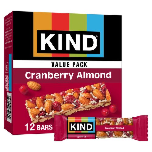 Kind Cranberry Almond Bars Value Pack, 1.4 oz, 12 count