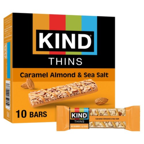 Kind Caramel Almond & Sea Salt Thins Bars, 0.74 oz, 10 count