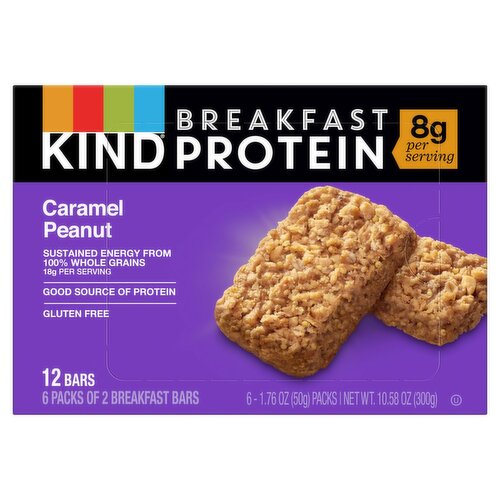 Kind Caramel Peanut Breakfast Protein Bars, 1.76 oz, 6 count